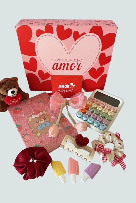 Box Amor y Amistad con papelería y accesorios Florita Bonita