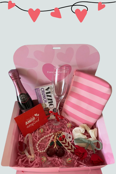 Regalo romántico con copa y accesorios Florita Bonita