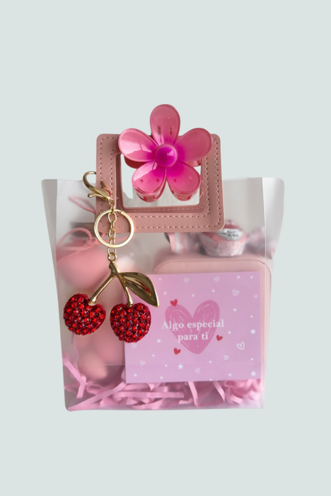 Bolsa de regalo con mini joyero rosa y Chocolate - Florita Bonita