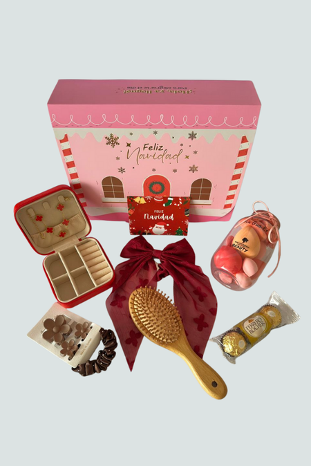 Caja Navideña con accesorios de belleza y detalles festivos - Florita Bonita