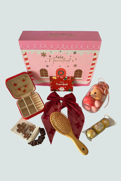 Caja Navideña con accesorios de belleza y detalles festivos - Florita Bonita
