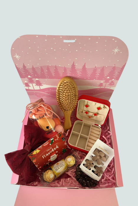 Caja de Navidad con joyero, colet y bombones Ferrero Rocher - Florita Bonita