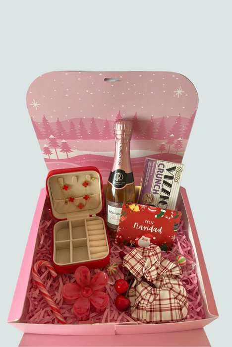 Caja de Navidad con joyero, chocolates y decoración festiva - Florita Bonita