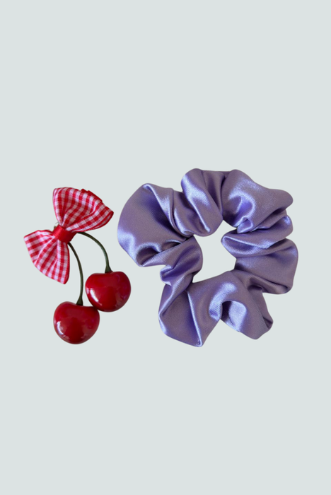 Colet satinado lila suave, ideal para accesorios de cabello