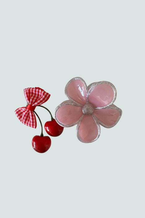 Gancho flor con borde escarchado rosa - accesorio elegante Florita Bonita