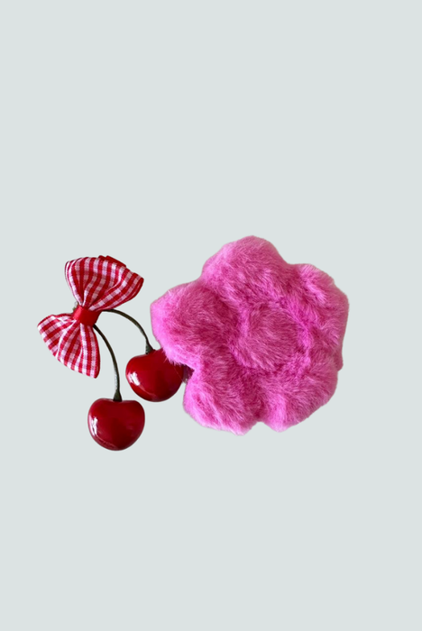 Gancho flor de peluche color fucsia - accesorio divertido Florita Bonita