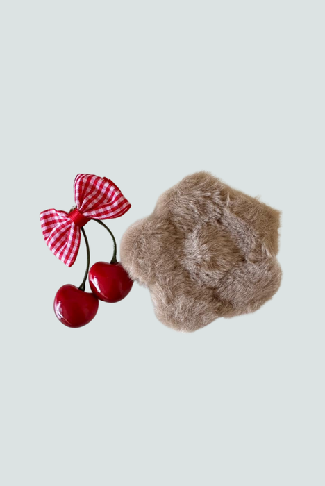 Gancho flor de peluche marrón - accesorio adorable Florita Bonita