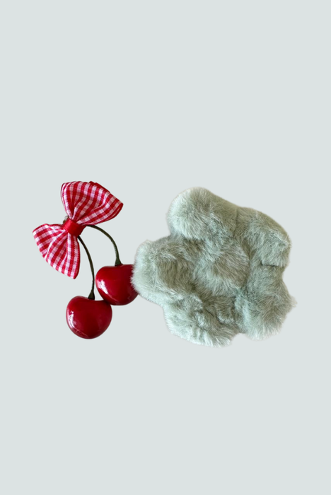 Gancho flor de peluche verde - accesorio colorido Florita Bonita