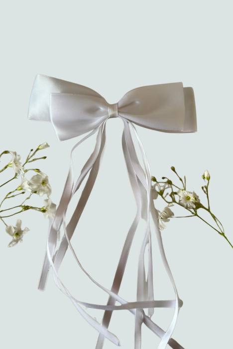 Horquilla con lazo y cinta color blanco - Florita Bonita