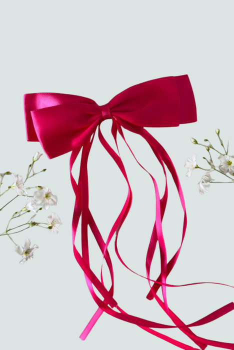 Horquilla con lazo y cinta color fucsia - Florita Bonita