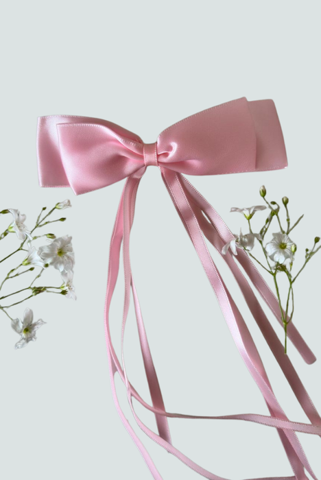 Horquilla con lazo y cinta color rosa - Florita Bonita