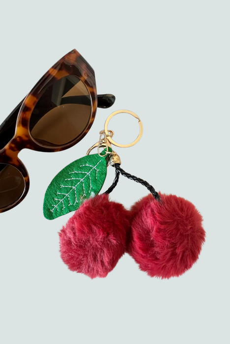 Llavero pompón color vino - accesorio con estilo Florita Bonita