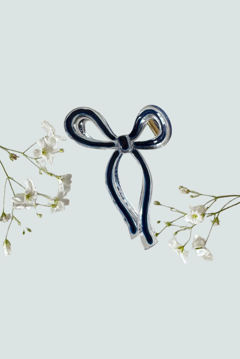 Pinza para el cabello con forma de lazo color azul marino - Florita Bonita
