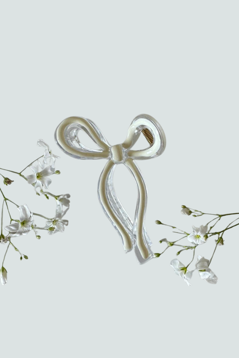 Pinza para el cabello con forma de lazo color blanco - Florita Bonita