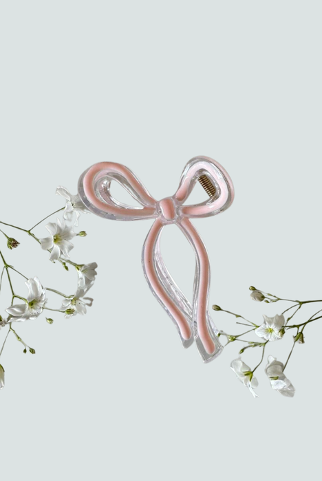 Pinza para el cabello con forma de lazo color rosa - Florita Bonita