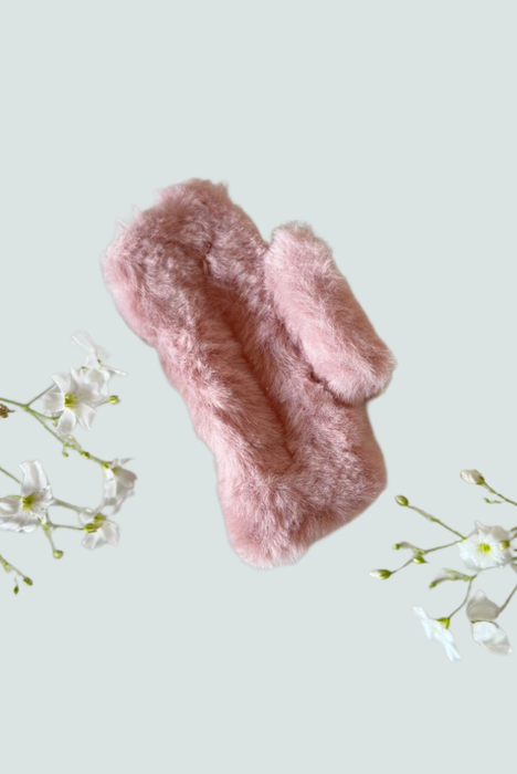 Pinza cuadrada palo rosa de peluche elegante - Florita Bonita