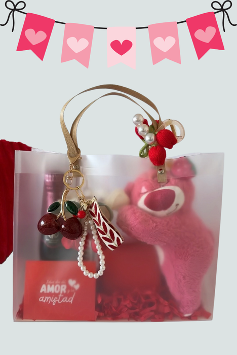 Regalo aniversario con accesorios románticos y chocolate Florita Bonita