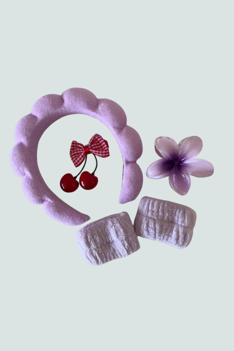 Vincha lila para skincare y cuidado facial - Florita Bonita